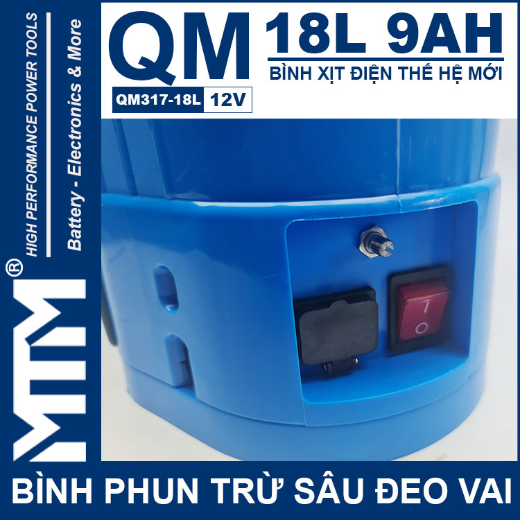 Binh Phun Thuoc Tru Sau Deo Vai 18L 12V 9Ah Tan Quan My QM317 18L Dieu Chinh