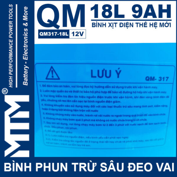 Binh Phun Thuoc Tru Sau Deo Vai 18L 12V 9Ah Tan Quan My QM317 18L Luu Y Su Dung Binh Phun Thuoc Tru Sau Deo Vai 18L 12V 9Ah Tan Quan My QM317 18L Luu Y Su Dung