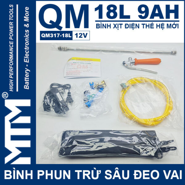 Binh Phun Thuoc Tru Sau Deo Vai 18L 12V 9Ah Tan Quan My QM317 18L Phu Kien Binh Phun Thuoc Tru Sau Deo Vai 18L 12V 9Ah Tan Quan My QM317 18L Phu Kien