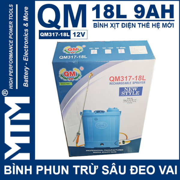 Binh Phun Thuoc Tru Sau Deo Vai 18L 12V 9Ah Tan Quan My QM317 18L Thung Binh Phun Thuoc Tru Sau Deo Vai 18L 12V 9Ah Tan Quan My QM317 18L Thung