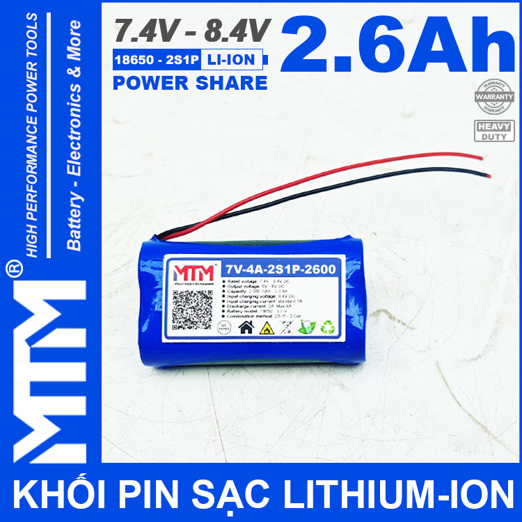 Pin Lihtium Ion 7v4 8v4 2S1P 2600mah Khong Jack