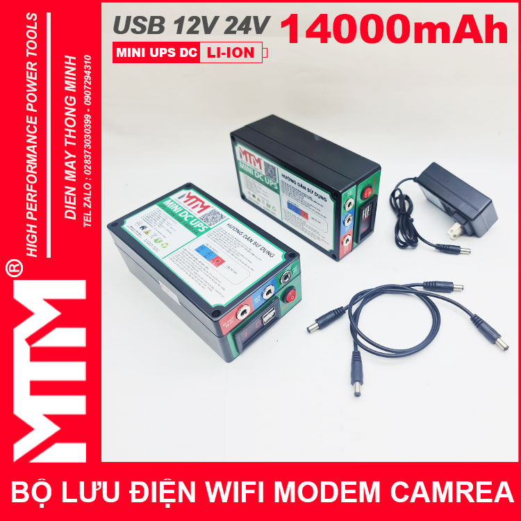 UPS Wifi Modem Camera 12V 24V 5A 14000mah Led Bao Vont