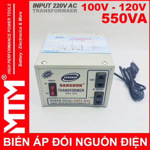 Ban Bien Ap 220v Ra 110V 550VA Sanshun Chinh Hang