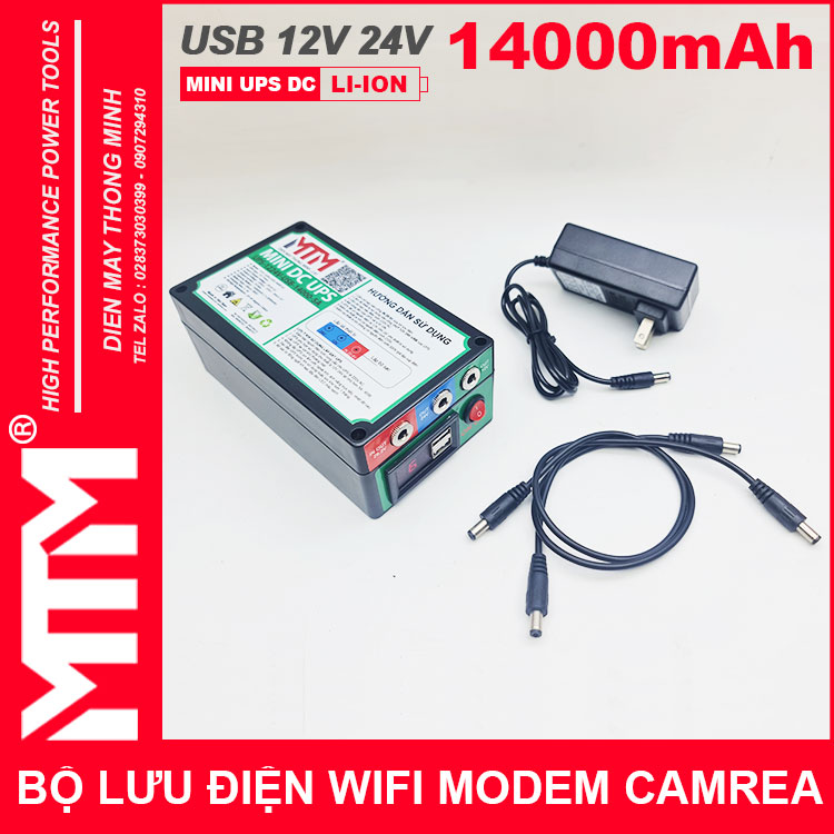 Gia UPS Wifi Modem Camera 12V 24V 5A 14000mah Led Bao Vont