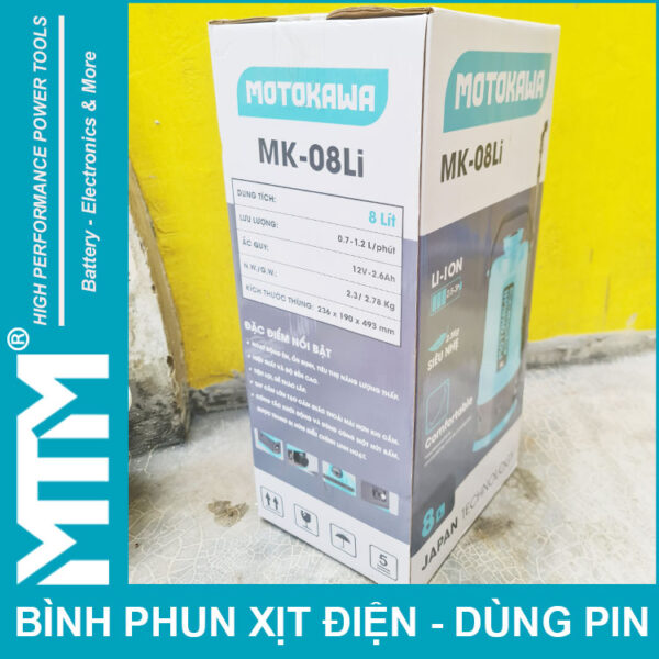 Phan Phoi Binh Phun Xit Dien Tthe He Moi Motokawa 8L 2600Mah MK 08Li