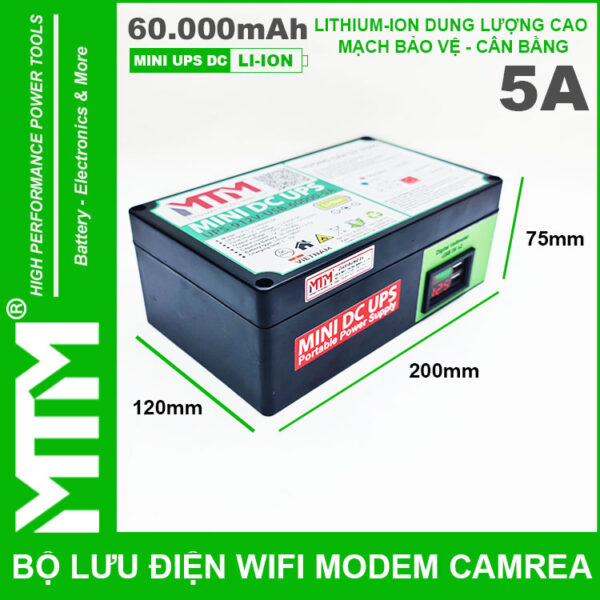 Bo Nguon Du Phong Wifi Modem Camera UPS USB 5V 12V 5A 60000mah Led Bao Vont Kich Thuoc