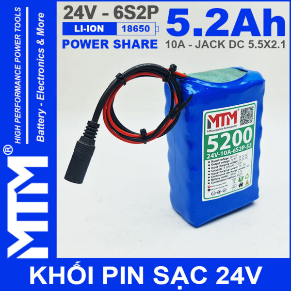Pin 24V 10A 6S2P 18650 MTM 5200mah Gia Re Chat Luong Cao