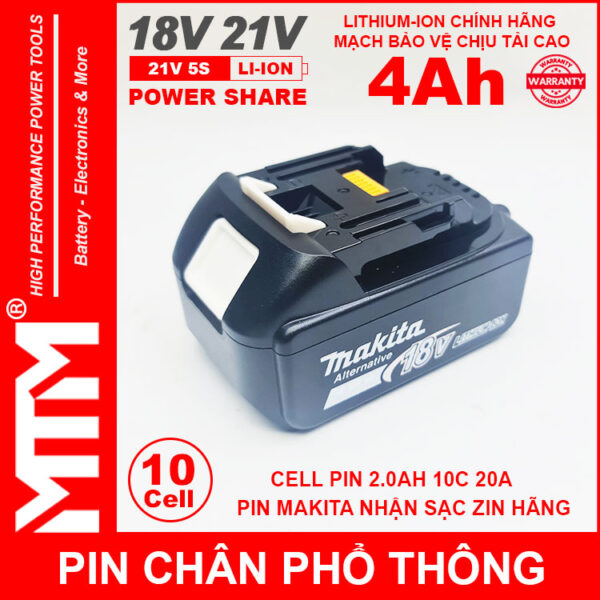Pin Chan Pho Thong Makita 10cell 4Ah Nhan Sac Zin Chinh Hang