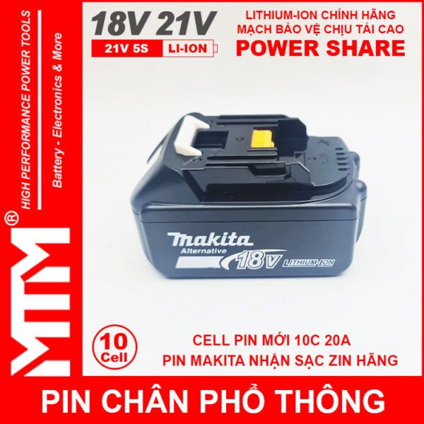 Pin Chan Pho Thong Makita 10cell 4Ah Nhan Sac Zin Chinh Hang Gia Re