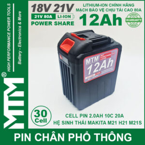Pin Makita Chong Soc 20 Cell 12Ah 80A Den Bao Pin Cell 2000mah