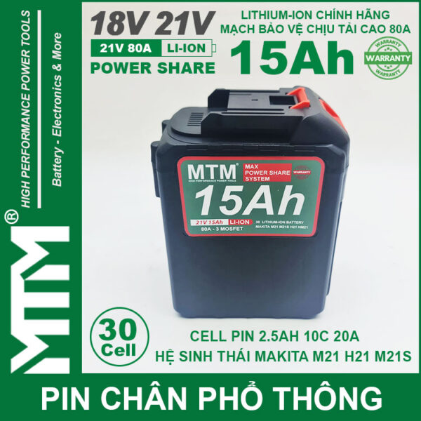 Pin Makita Chong Soc 30 Cell 15Ah 80A Den Bao Pin Cell 2500mah