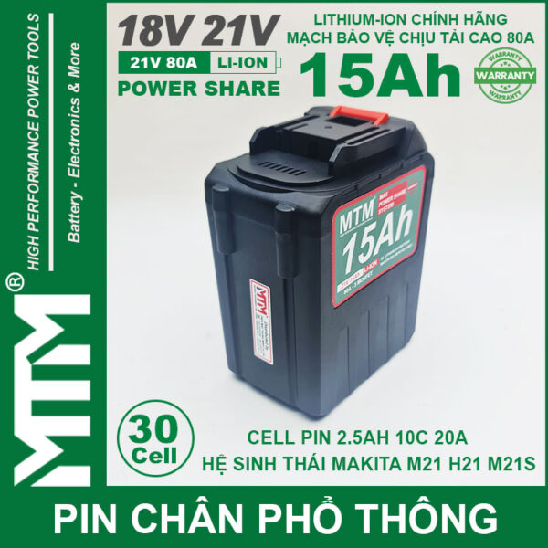 Pin Makita Chong Soc 30 Cell 15Ah 80A Den Bao Pin Cell 2500mah Chinh Hang