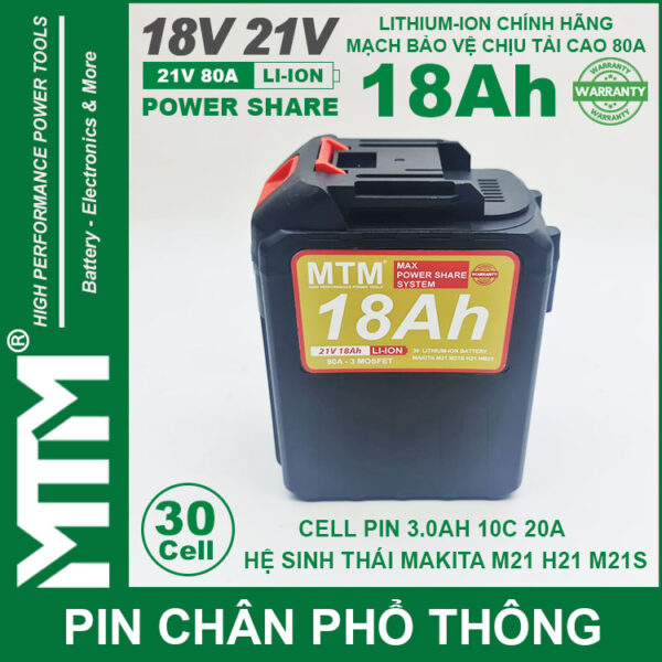 Pin Makita Chong Soc 30 Cell 18Ah 80A Den Bao Pin Cell 3000mah