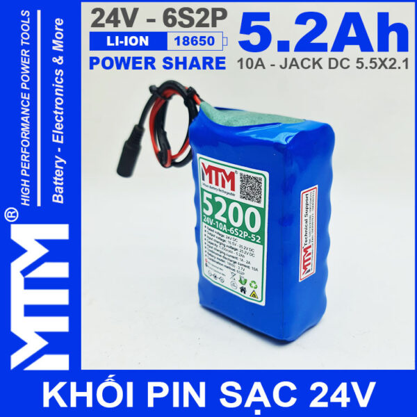 Ban Pin 24V 10A 6S2P 18650 MTM 5200mah