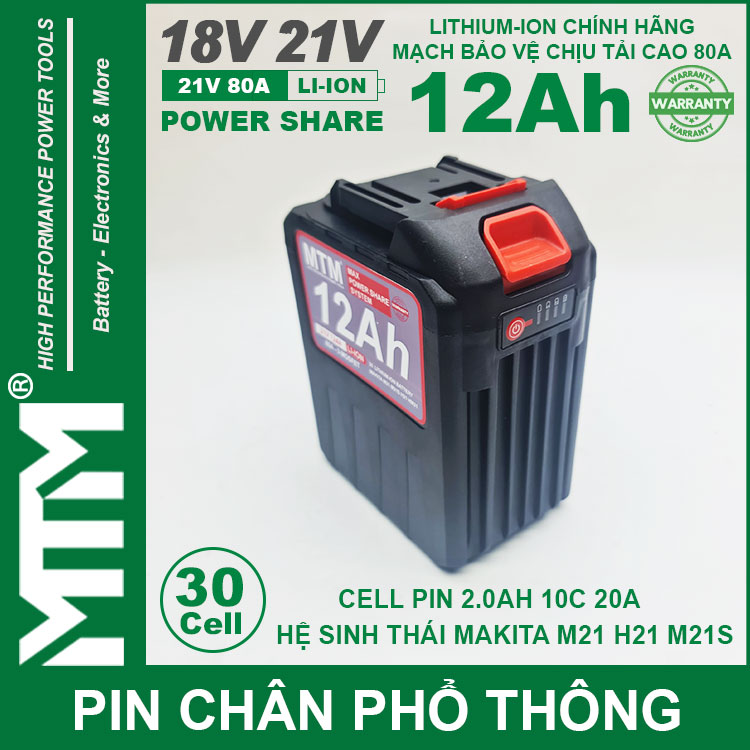 Chuyen Ban Pin Makita Chong Soc 20 Cell 12Ah 80A Den Bao Pin Cell 2000mah