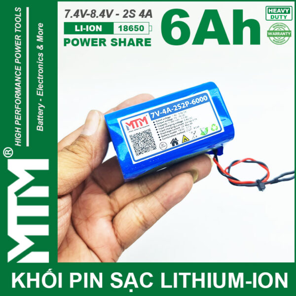 Dong Pin 7V 8V 6Ah 4A 2S2P Cell 18650 MTM Dong Pin 7V 8V 6Ah 4A 2S2P Cell 18650 MTM