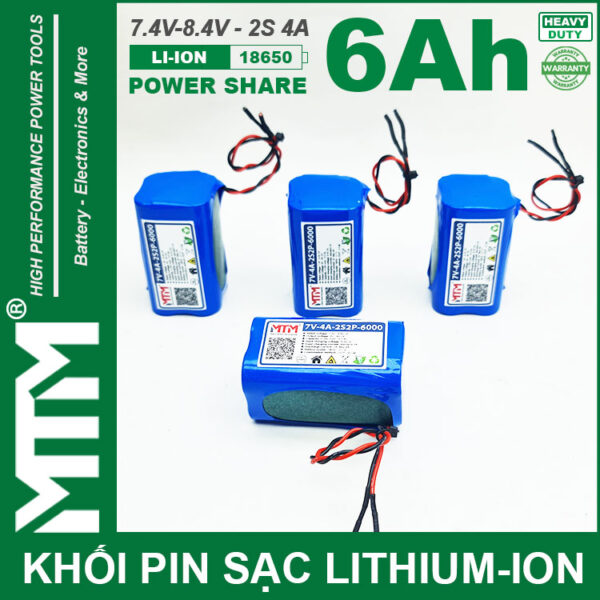 Nhan Dong Pin 7V 8V 6Ah 4A 2S2P Cell 18650 MTM Nhan Dong Pin 7V 8V 6Ah 4A 2S2P Cell 18650 MTM