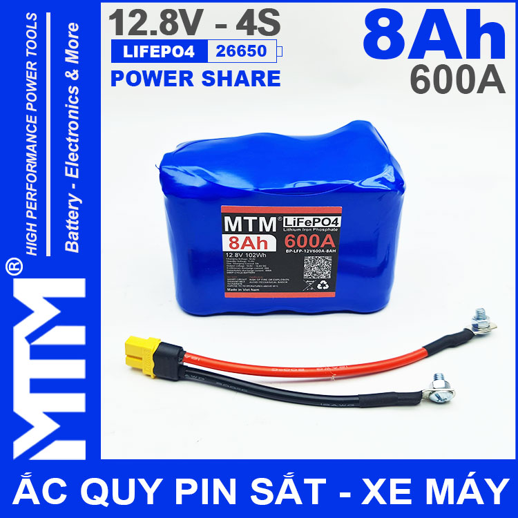 Ac Quy Pin Kich Khoi Dong Xe May 12V 540A 8Ah Jack XT60 MTM