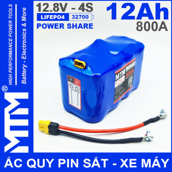 Ac Quy Pin Kich Khoi Dong Xe May 12V 640A 12Ah Jack XT60 MTM Cao Cap Chinh Hang Gia Re