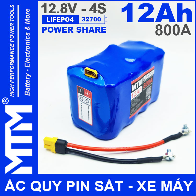 Ac Quy Pin Kich Khoi Dong Xe May 12V 640A 12Ah Jack XT60 MTM Cao Cap Chinh Hang Gia Re