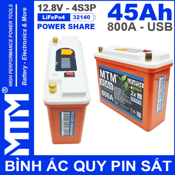 Ban Binh Ac Quy Pin Sat 12V 45Ah 4S3P 32140 800A