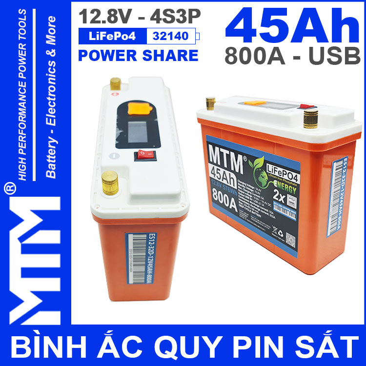 Ban Binh Ac Quy Pin Sat 12V 45Ah 4S3P 32140 800A