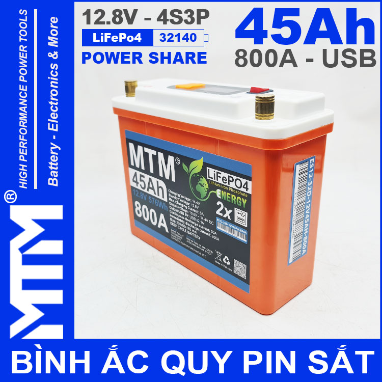 Binh Ac Quy Pin Sat 12V 45Ah 4S3P 32140 800A Chinh Hang Gia Re