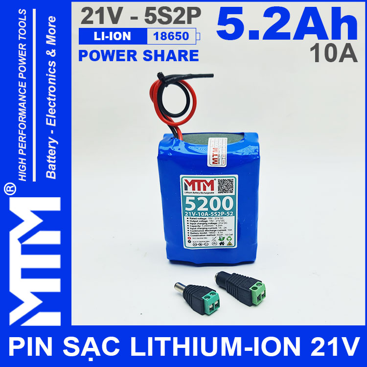 Khoi Pin 21V 5200mAh 10A 5S2P MTM