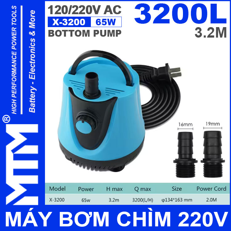 May Bom Chim 220V 65W 3200L X 3200 HSBAO BOTTOM PUMP Cao Cap
