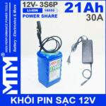 Pin 12V 30A 3S6P 18650 21Ah MTM Kem Sac 5A