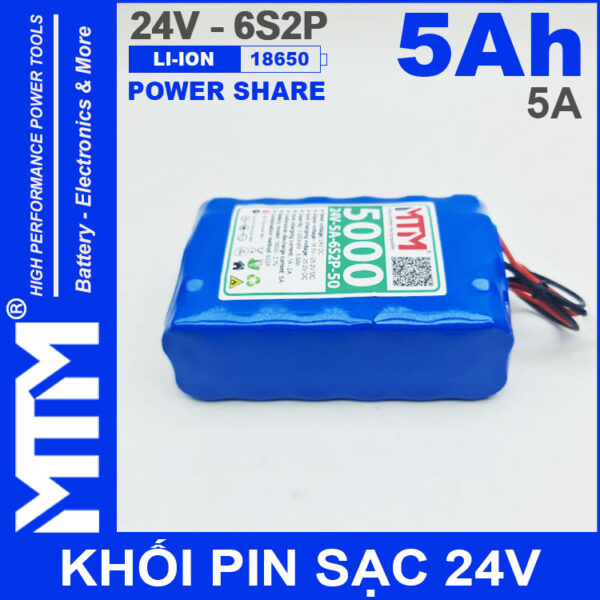 Pin 24V 5A 6S2P 18650 MTM 5000mah Chinh Hang