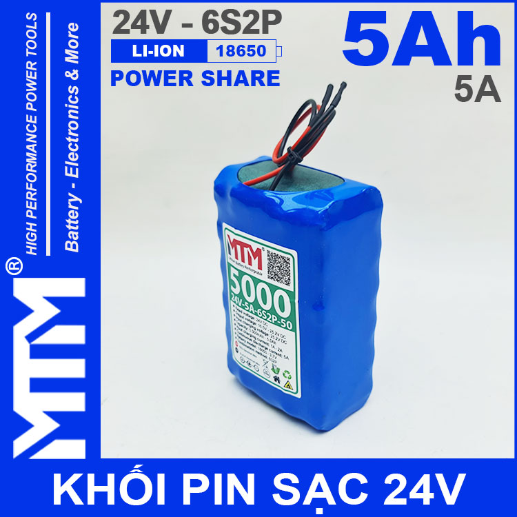 Pin 24V 5A 6S2P 18650 MTM 5000mah Gia Re Pin 24V 5A 6S2P 18650 MTM 5000mah Gia Re