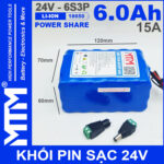 Pin 24V 6Ah 15A 6S2P 18650 MTM 6000mah Kich Thuoc