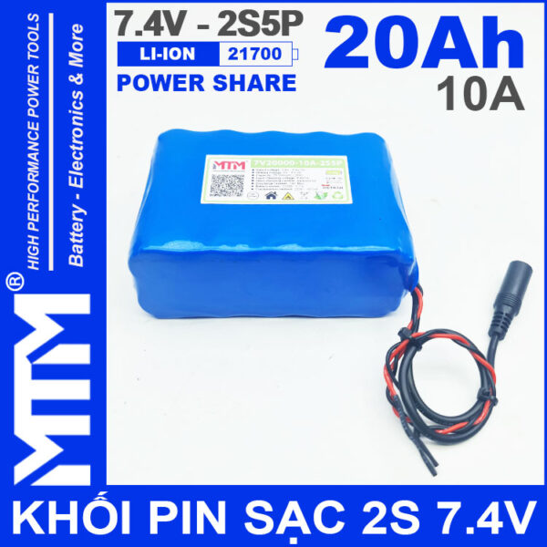 Pin 7V 8V 10A 2S5P 21700 MTM 20Ah