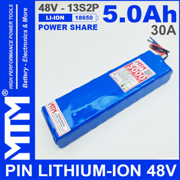 Pin LITHIUM ION 48V 5AH 30A 13S2P MTM 5000mah Chinh Hang Pin LITHIUM ION 48V 5AH 30A 13S2P MTM 5000mah Chinh Hang
