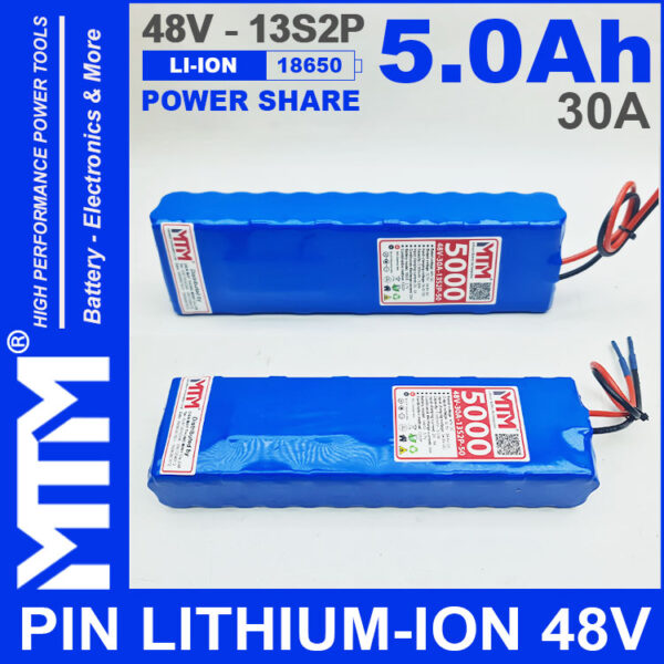 Pin LITHIUM ION 48V 5AH 30A 13S2P MTM 5000mah Gia Ban Pin LITHIUM ION 48V 5AH 30A 13S2P MTM 5000mah Gia Ban