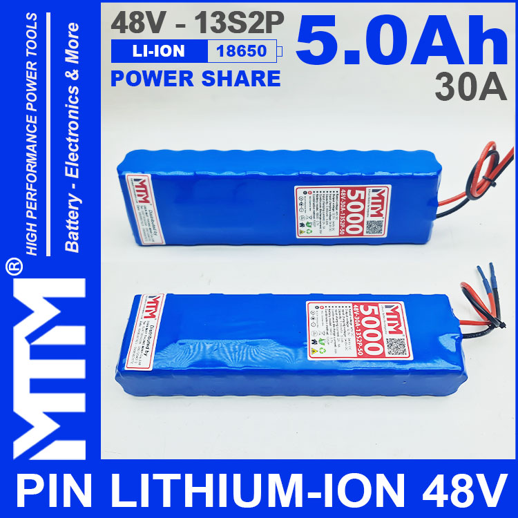 Pin LITHIUM ION 48V 5AH 30A 13S2P MTM 5000mah Gia Re Cao Cap Pin LITHIUM ION 48V 5AH 30A 13S2P MTM 5000mah Gia Re Cao Cap