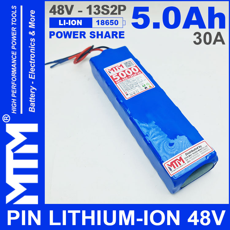 Ban Pin LITHIUM ION 48V 5AH 30A 13S2P MTM 5000mah Ban Pin LITHIUM ION 48V 5AH 30A 13S2P MTM 5000mah