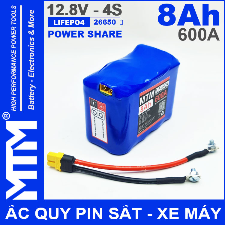 Ban Ac Quy Pin Kich Khoi Dong Xe May 12V 540A 8Ah Jack XT60 MTM