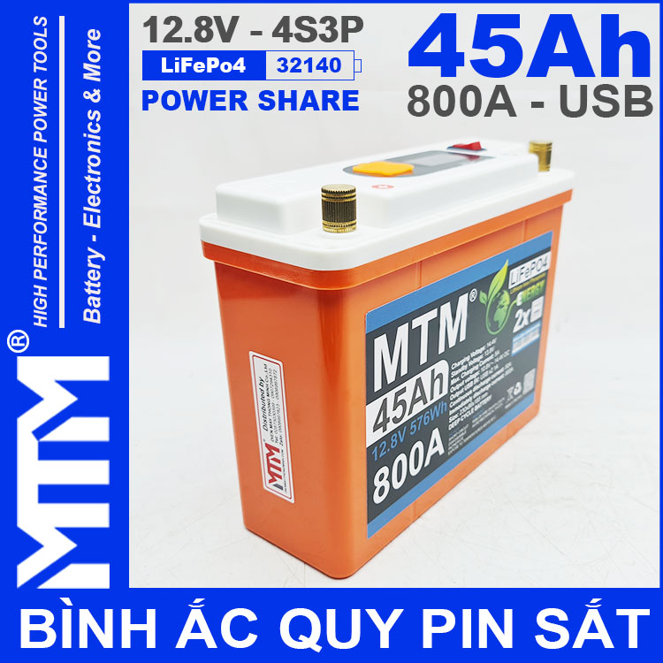 Gia Binh Ac Quy Pin Sat 12V 45Ah 4S3P 32140 800A