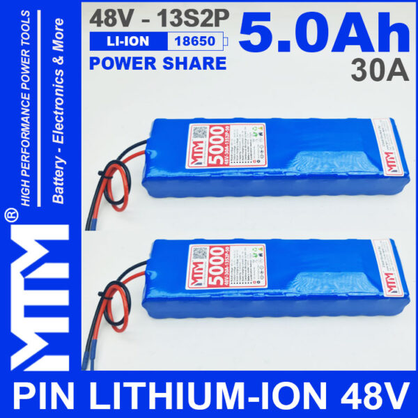 Khoi Pin LITHIUM ION 48V 5AH 30A 13S2P MTM 5000mah Khoi Pin LITHIUM ION 48V 5AH 30A 13S2P MTM 5000mah