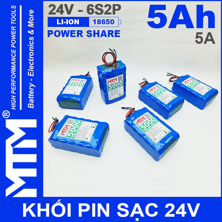 Nhan Dong Pin 24V 5A 6S2P 18650 MTM 5000mah Nhan Dong Pin 24V 5A 6S2P 18650 MTM 5000mah
