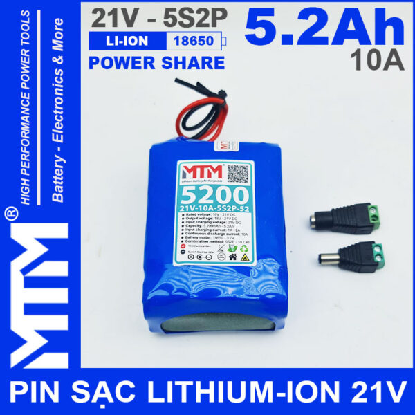 Pin 21V 5200mAh 10A 5S2P MTM Pin 21V 5200mAh 10A 5S2P MTM