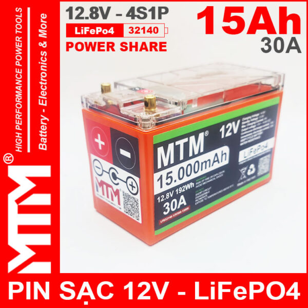 Pin Sat LiFePo4 12V 4S 15Ah 30A Co Bao Pin MTM
