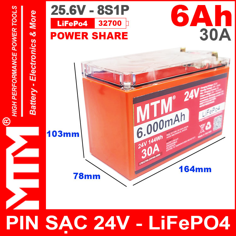 Pin Sat LiFePo4 24V 8S 6Ah 30A MTM Kich Thuoc Pin Sat LiFePo4 24V 8S 6Ah 30A MTM Kich Thuoc