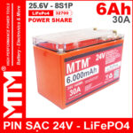 Binh Pin Sat LiFePo4 24V 8S 6Ah 30A MTM
