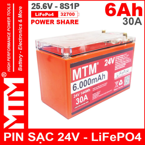 Binh Pin Sat LiFePo4 24V 8S 6Ah 30A MTM