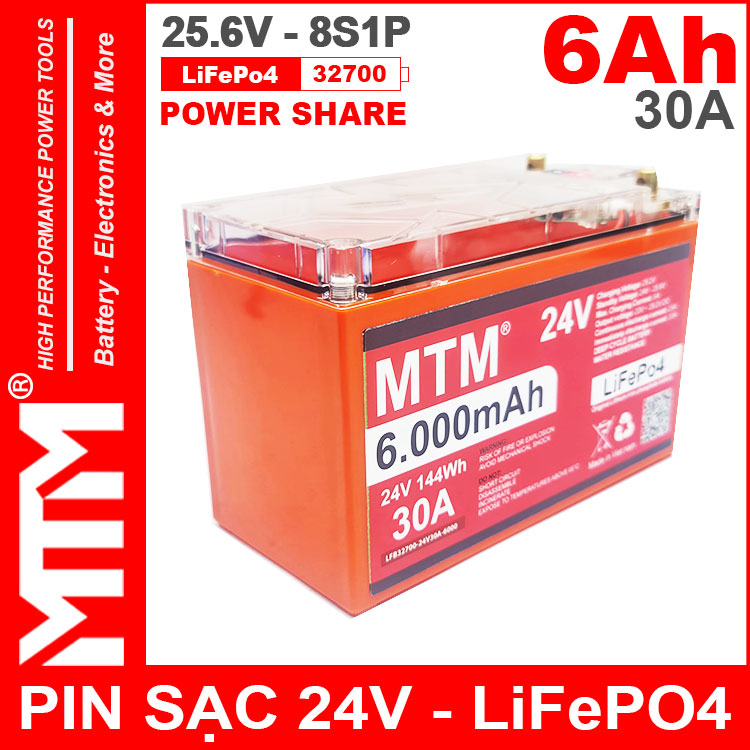Binh Pin Sat LiFePo4 24V 8S 6Ah 30A MTM Binh Pin Sat LiFePo4 24V 8S 6Ah 30A MTM