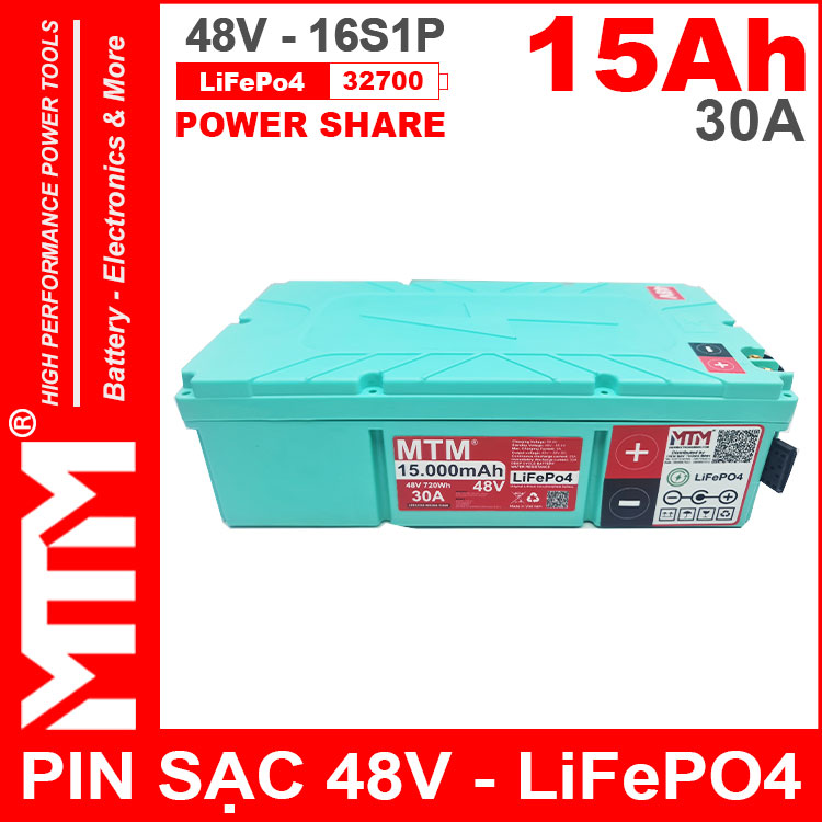Pin Xe Dien LiFePo4 V 16S 15Ah 30A MTM