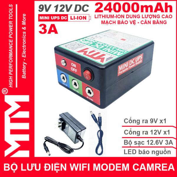 Bo Nguon Dien Du Phong Wifi Modem Camera 9V12V 3A 24000mah